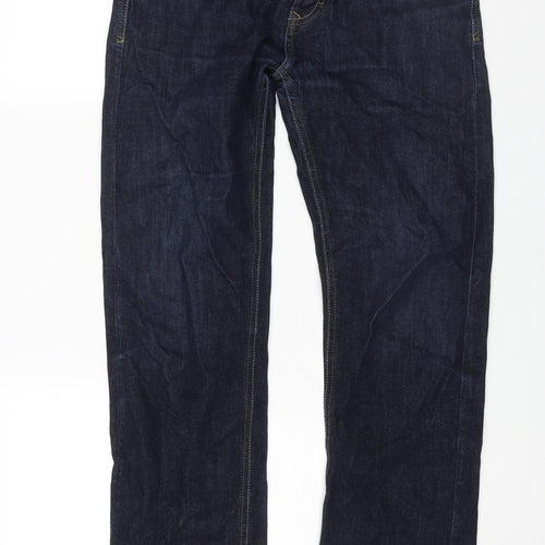 Fat Face Mens Blue Cotton Straight Jeans Size 34 in L31 in Regular Button
