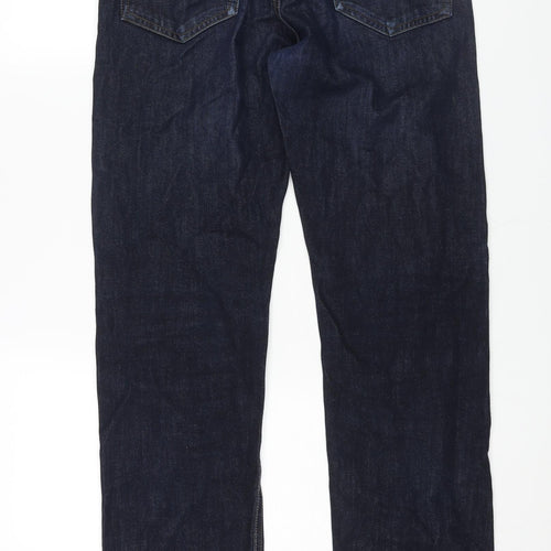 Fat Face Mens Blue Cotton Straight Jeans Size 34 in L31 in Regular Button
