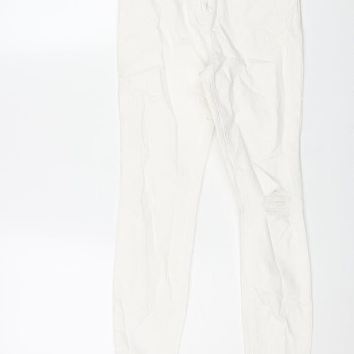 Matalan Womens White Cotton Skinny Jeans Size 8 L25 in Regular Zip