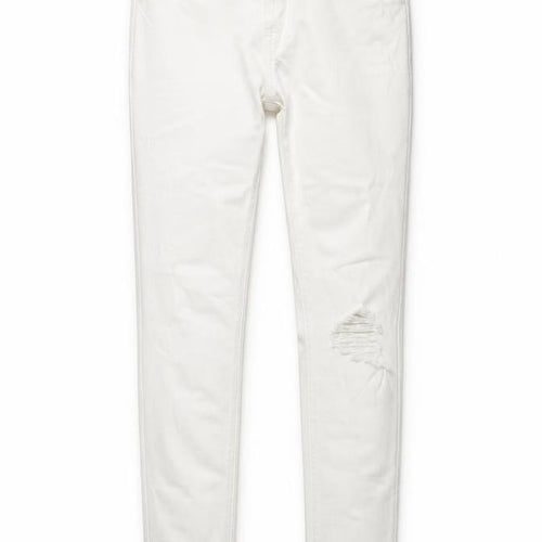 Matalan Womens White Cotton Skinny Jeans Size 8 L25 in Regular Zip