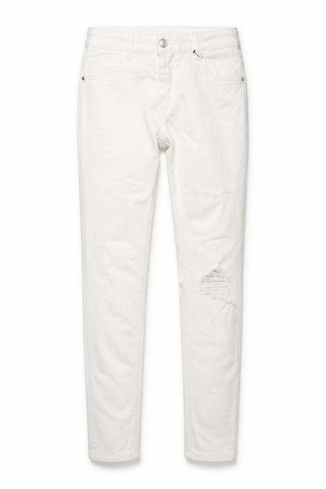 Matalan Womens White Cotton Skinny Jeans Size 8 L25 in Regular Zip
