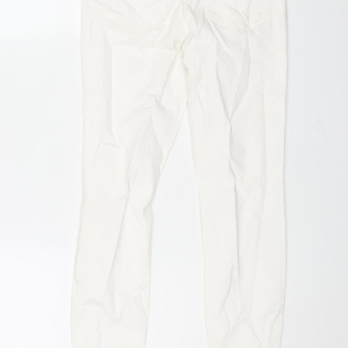 Matalan Womens White Cotton Skinny Jeans Size 8 L25 in Regular Zip