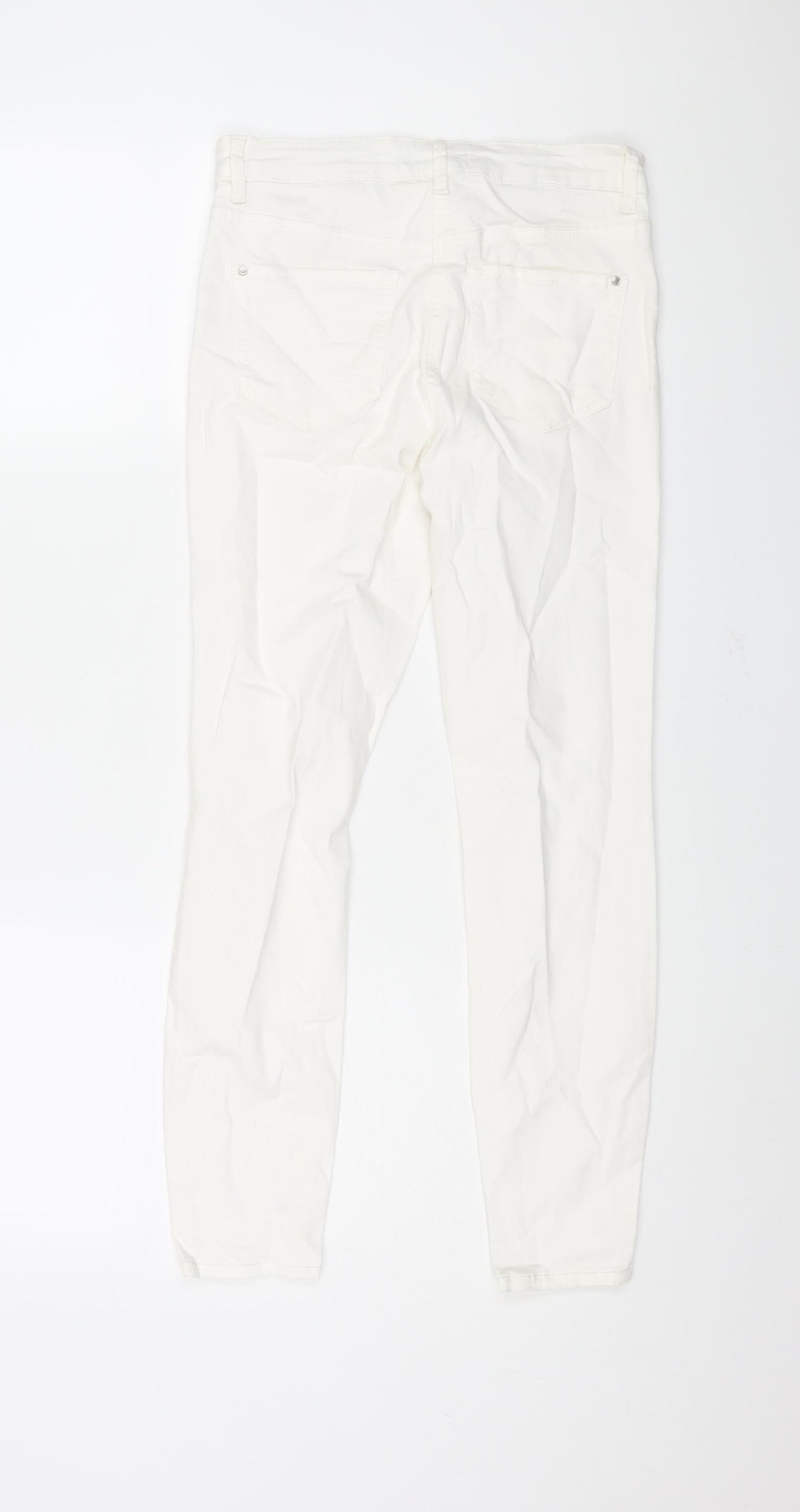 Matalan Womens White Cotton Skinny Jeans Size 8 L25 in Regular Zip