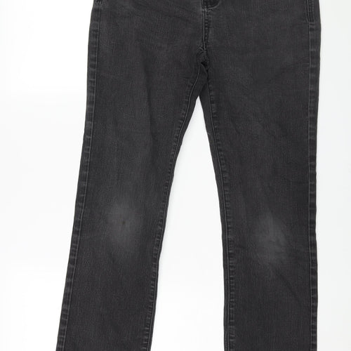 TU Womens Black Cotton Straight Jeans Size 12 L30 in Regular Zip