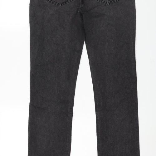 TU Womens Black Cotton Straight Jeans Size 12 L30 in Regular Zip