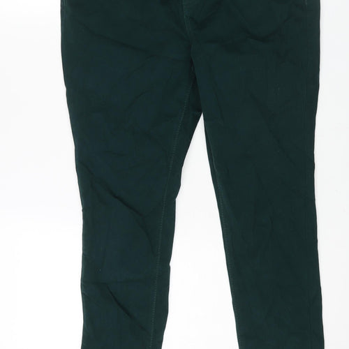 TU Womens Green Cotton Trousers Size 12 L27 in Regular Zip