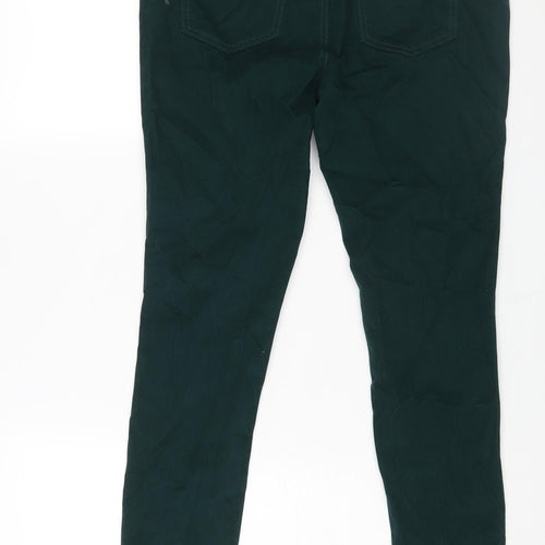 TU Womens Green Cotton Trousers Size 12 L27 in Regular Zip