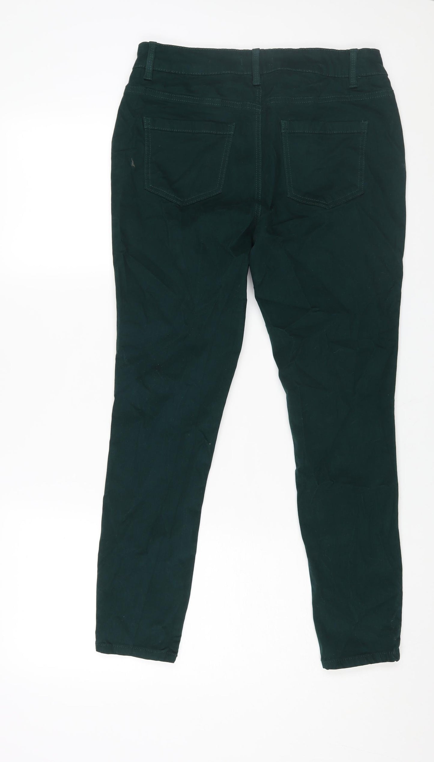 TU Womens Green Cotton Trousers Size 12 L27 in Regular Zip