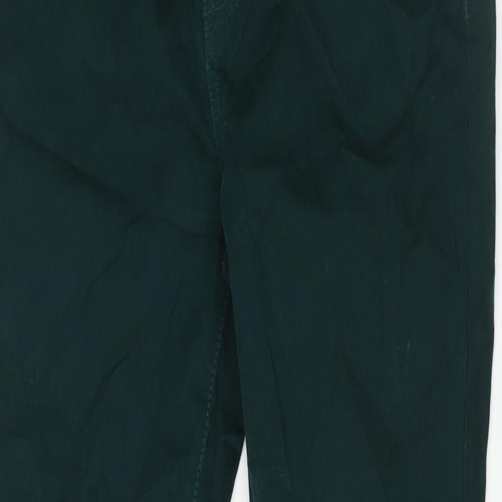 TU Womens Green Cotton Trousers Size 12 L27 in Regular Zip