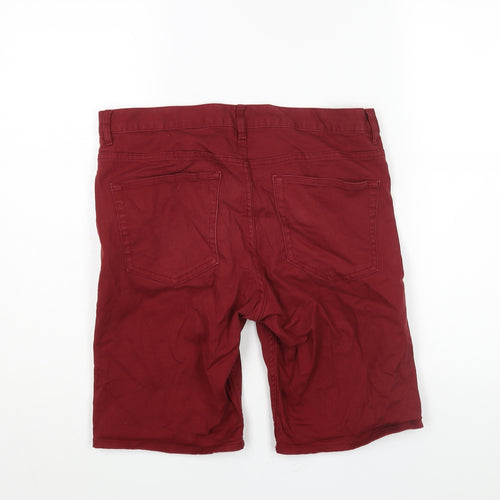 H&M Mens Red Cotton Bermuda Shorts Size 31 in L10 in Regular Zip