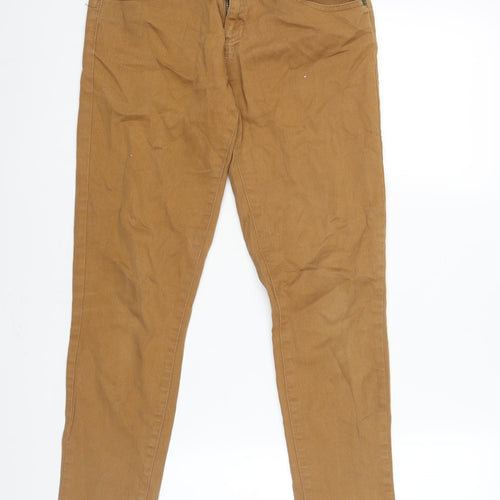 Miss Selfridge Womens Brown Cotton Skinny Jeans Size 12 L28 in Regular Zip