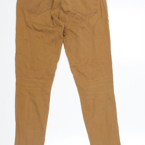 Miss Selfridge Womens Brown Cotton Skinny Jeans Size 12 L28 in Regular Zip