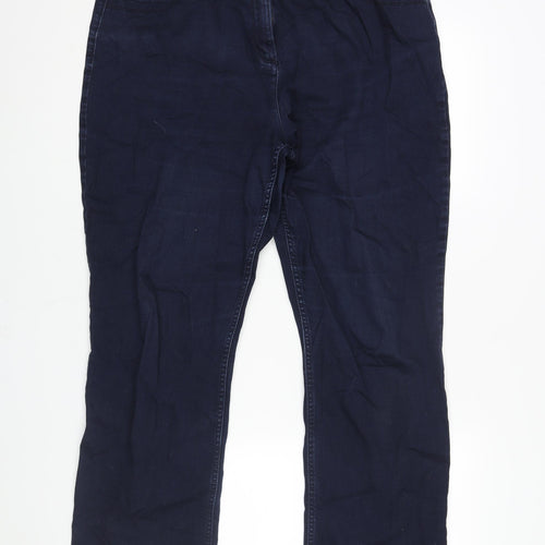 Classic Womens Blue Cotton Straight Jeans Size 16 L28 in Regular Zip