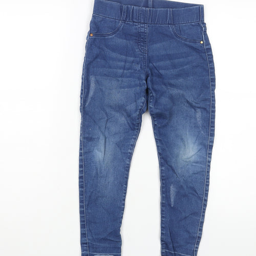 F&F Girls Blue Cotton Jegging Jeans Size 7-8 Years L20 in Regular Pullover - Distressed