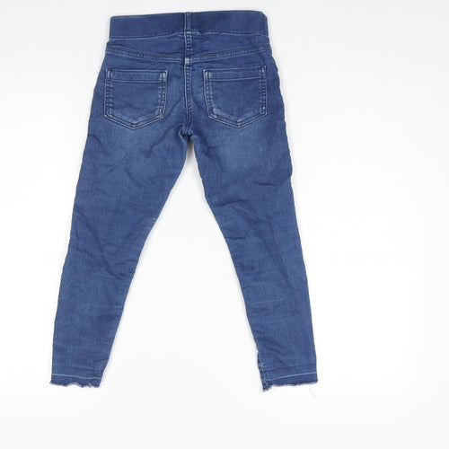 F&F Girls Blue Cotton Jegging Jeans Size 7-8 Years L20 in Regular Pullover - Distressed
