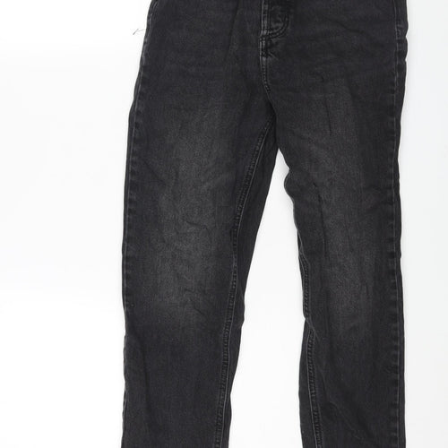 Zara Womens Black Cotton Mom Jeans Size 6 L24 in Regular Zip
