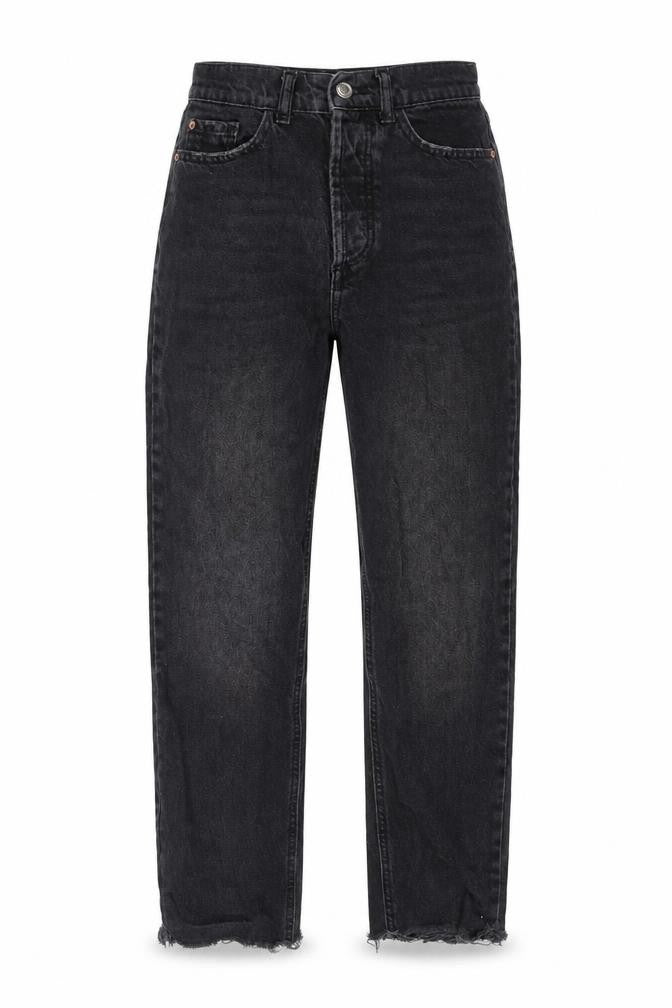 Front view of Zara women’s black cotton mom jeans, size UK 6, 24-inch leg regular zip
