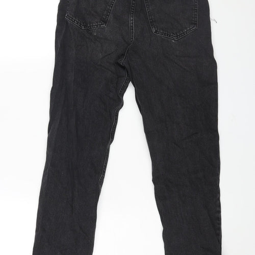 Zara Womens Black Cotton Mom Jeans Size 6 L24 in Regular Zip