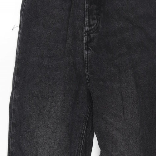 Zara Womens Black Cotton Mom Jeans Size 6 L24 in Regular Zip