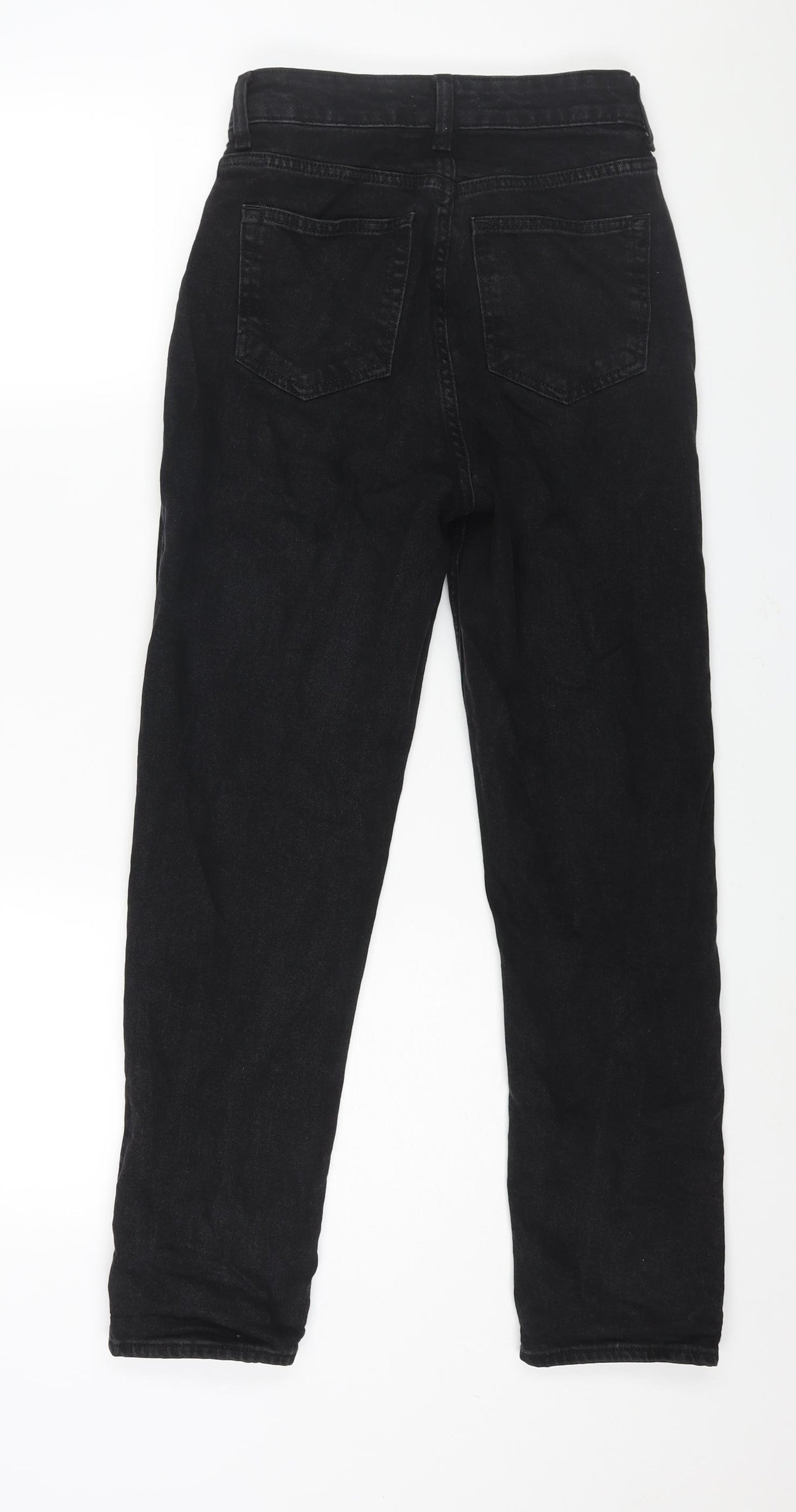 H&M Womens Black Cotton Straight Jeans Size 6 L27 in Regular Zip