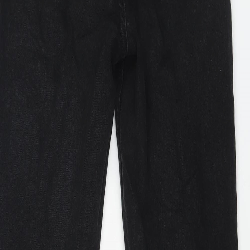 H&M Womens Black Cotton Straight Jeans Size 6 L27 in Regular Zip