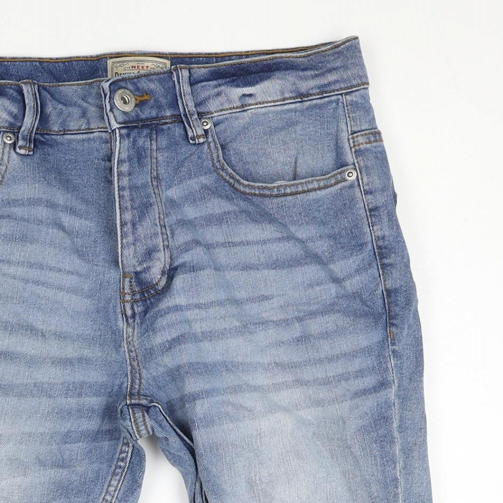 NEXT Mens Blue Cotton Bermuda Shorts Size 28 in L9 in Regular Button