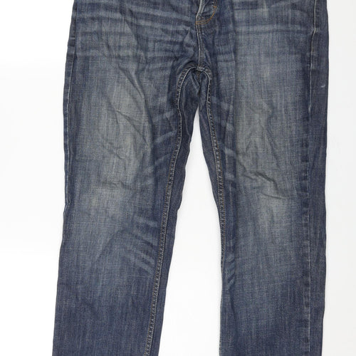 George Mens Blue Cotton Straight Jeans Size 36 in L29 in Regular Zip