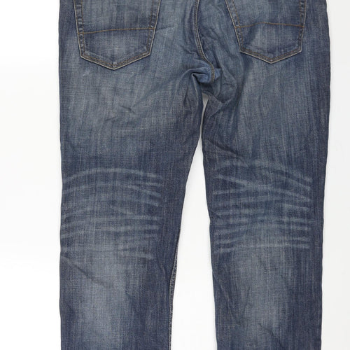 George Mens Blue Cotton Straight Jeans Size 36 in L29 in Regular Zip