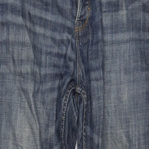 George Mens Blue Cotton Straight Jeans Size 36 in L29 in Regular Zip