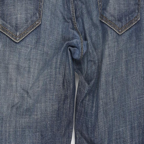 George Mens Blue Cotton Straight Jeans Size 36 in L29 in Regular Zip