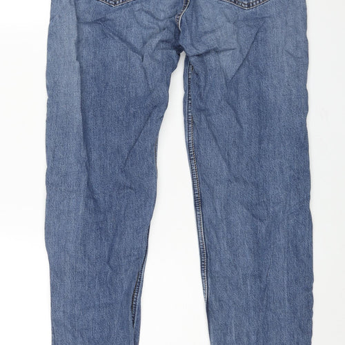 H&M Mens Blue Cotton Straight Jeans Size S L31 in Regular - Elasticated Waist