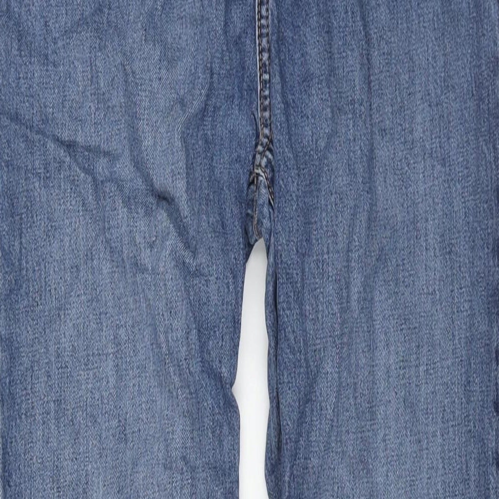 H&M Mens Blue Cotton Straight Jeans Size S L31 in Regular - Elasticated Waist