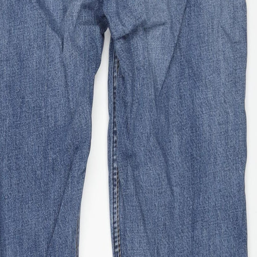 H&M Mens Blue Cotton Straight Jeans Size S L31 in Regular - Elasticated Waist
