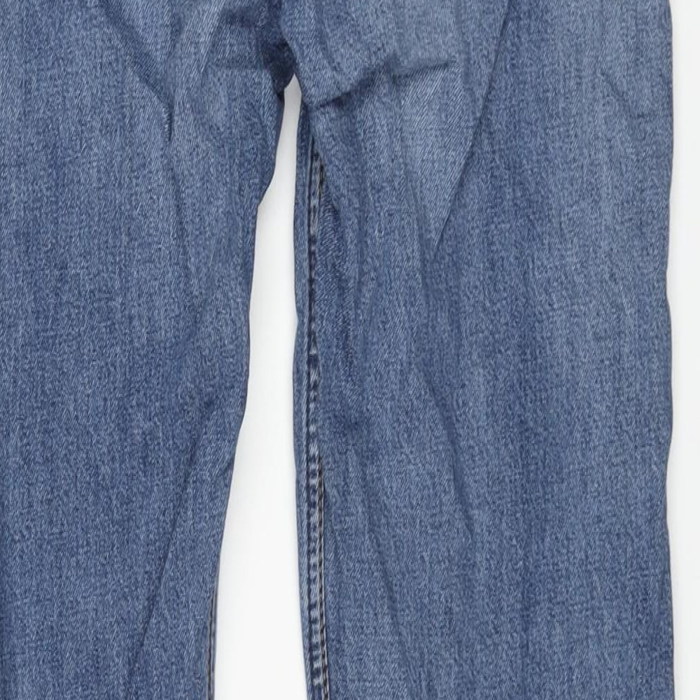 H&M Mens Blue Cotton Straight Jeans Size S L31 in Regular - Elasticated Waist