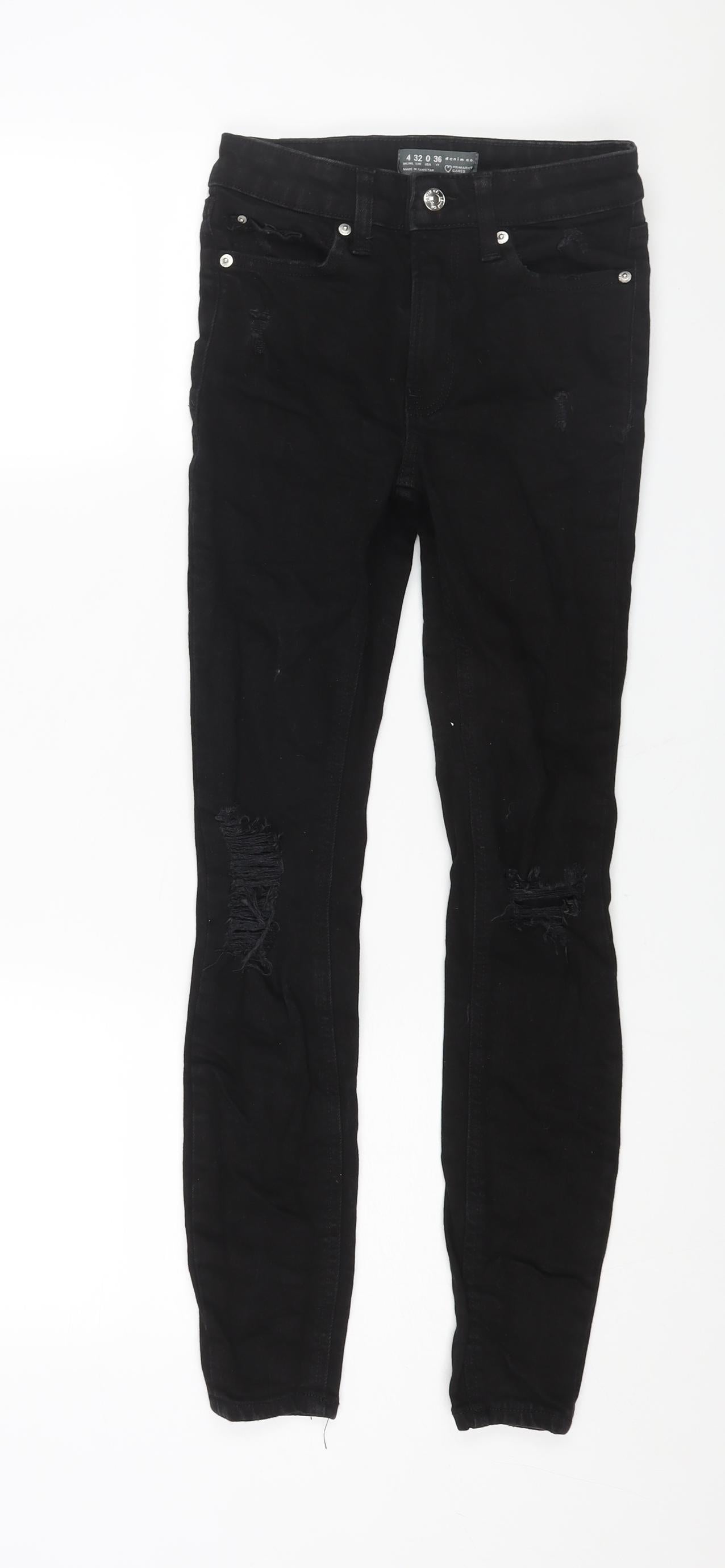 Denim & Co. Womens Black Cotton Skinny Jeans Size 4 L28 in Regular Zip