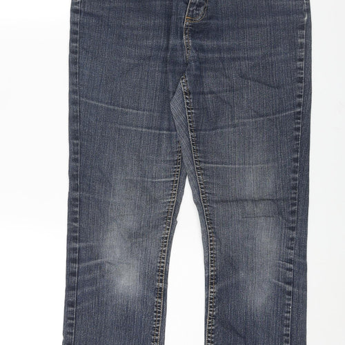 Papaya Womens Blue Cotton Straight Jeans Size 12 L29 in Regular Zip