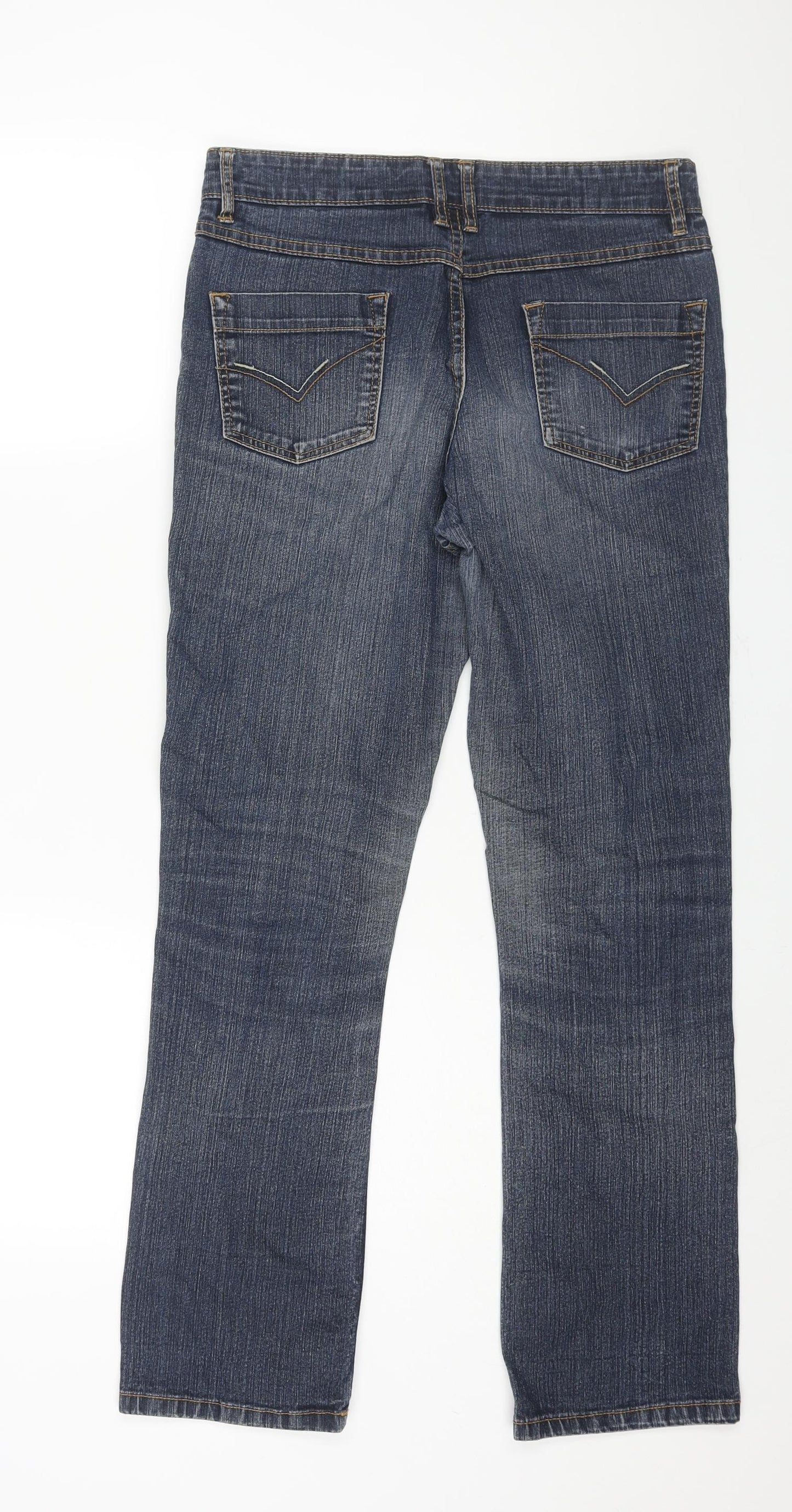 Papaya Womens Blue Cotton Straight Jeans Size 12 L29 in Regular Zip