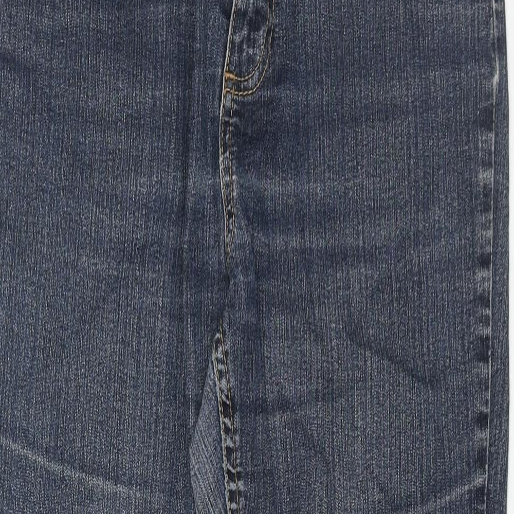 Papaya Womens Blue Cotton Straight Jeans Size 12 L29 in Regular Zip