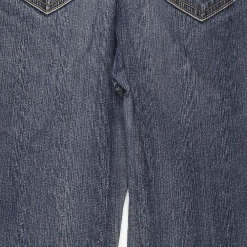 Papaya Womens Blue Cotton Straight Jeans Size 12 L29 in Regular Zip
