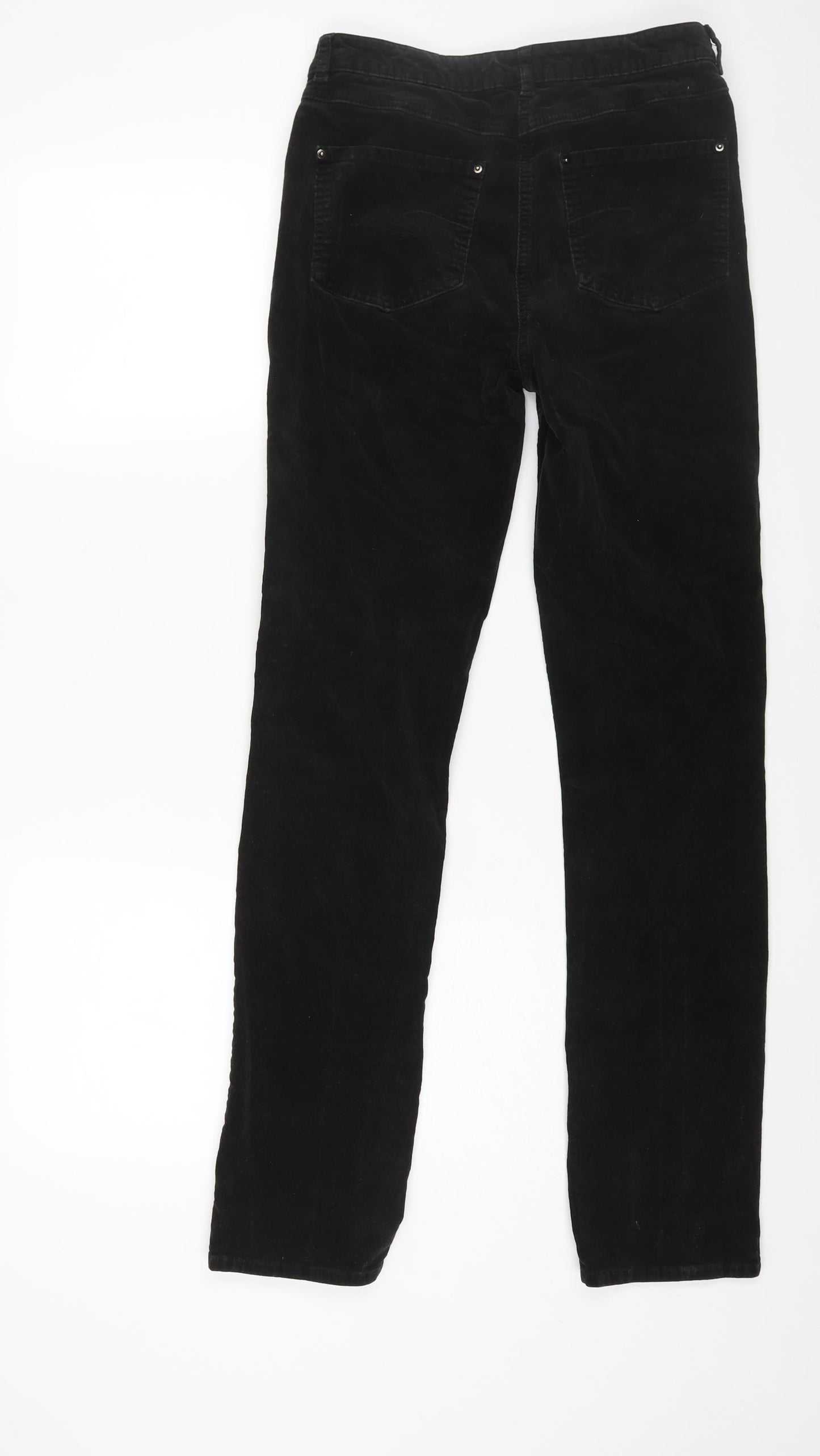 Long Tall Sally Womens Black Cotton Trousers Size 10 L31 in Regular Zip