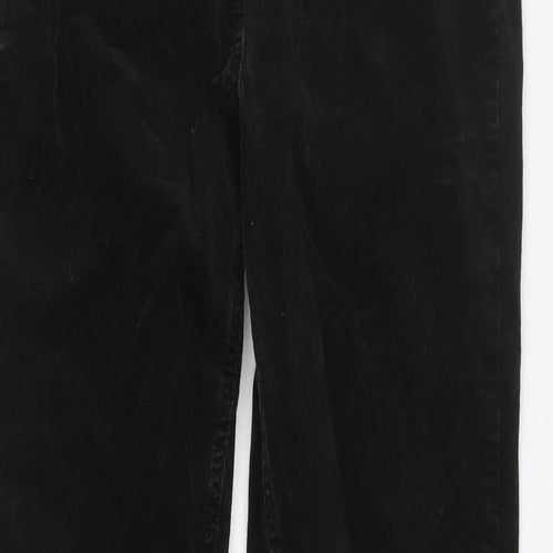 Long Tall Sally Womens Black Cotton Trousers Size 10 L31 in Regular Zip