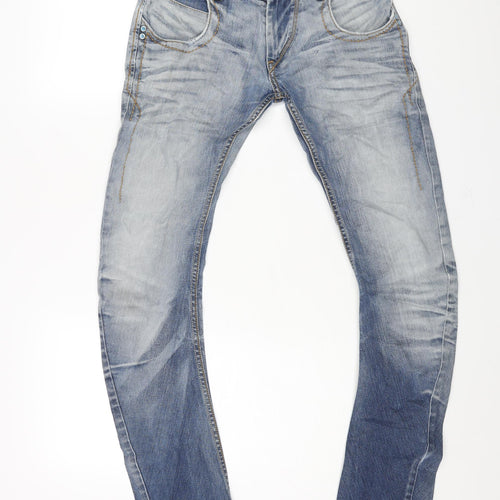 Levi's Mens Blue Cotton Skinny Jeans Size 30 in L34 in Regular Zip - Embroidered Pocket Peace Power