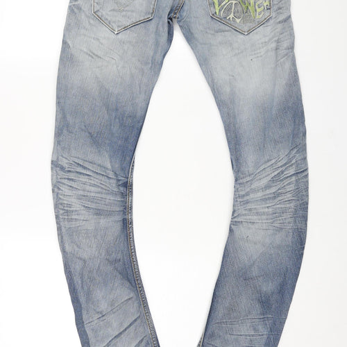 Levi's Mens Blue Cotton Skinny Jeans Size 30 in L34 in Regular Zip - Embroidered Pocket Peace Power