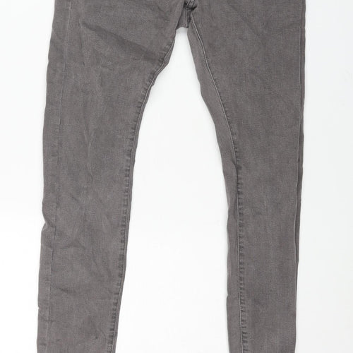 Bershka Mens Grey Cotton Skinny Jeans Size 30 in L28 in Regular Zip
