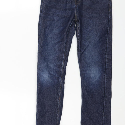 Matalan Boys Blue Cotton Straight Jeans Size 8 Years L22 in Regular Zip - Elasticated Waist