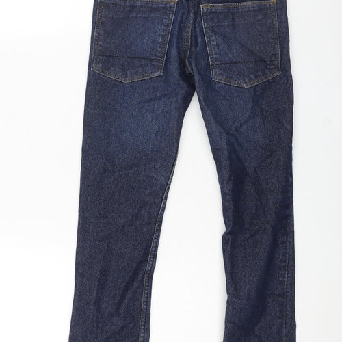 Matalan Boys Blue Cotton Straight Jeans Size 8 Years L22 in Regular Zip - Elasticated Waist