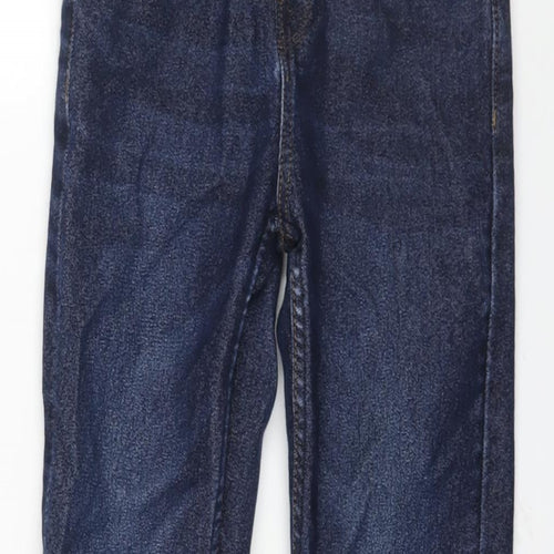 Matalan Boys Blue Cotton Straight Jeans Size 8 Years L22 in Regular Zip - Elasticated Waist