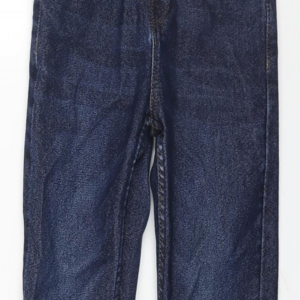 Matalan Boys Blue Cotton Straight Jeans Size 8 Years L22 in Regular Zip - Elasticated Waist
