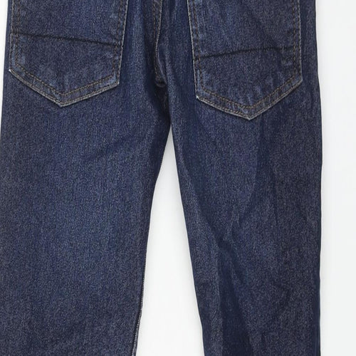 Matalan Boys Blue Cotton Straight Jeans Size 8 Years L22 in Regular Zip - Elasticated Waist