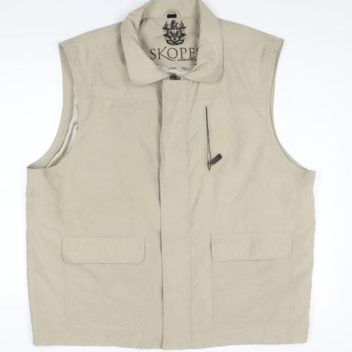 Skopes Mens Beige Gilet Jacket Size 2XL Zip - Pockets
